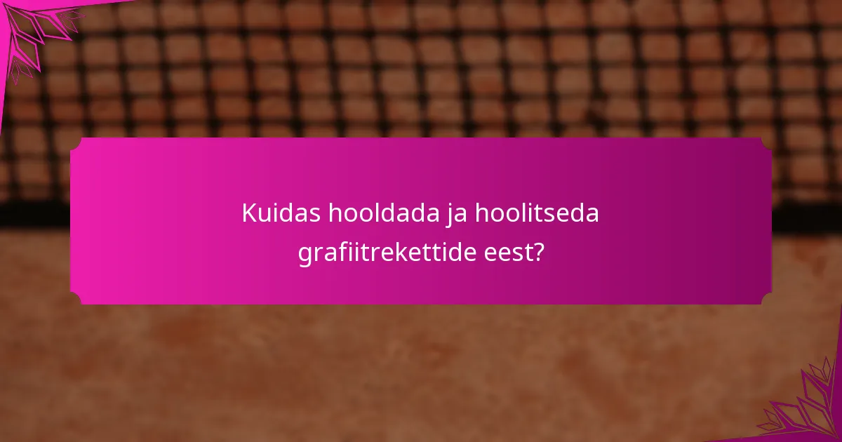 Kuidas hooldada ja hoolitseda grafiitrekettide eest?