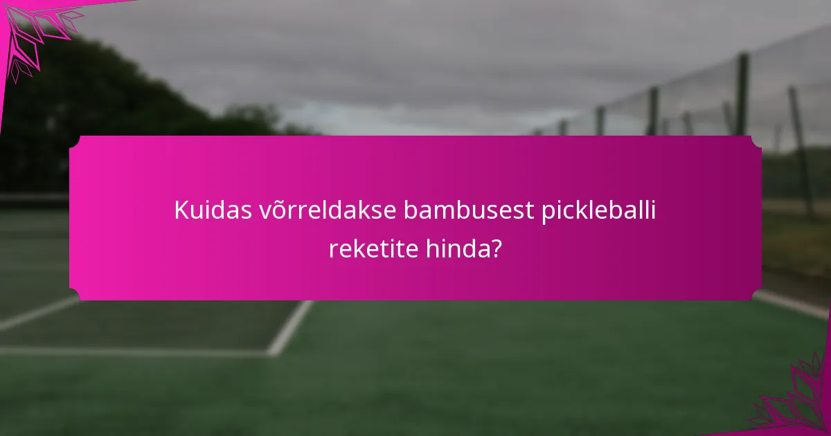 Kuidas võrreldakse bambusest pickleballi reketite hinda?