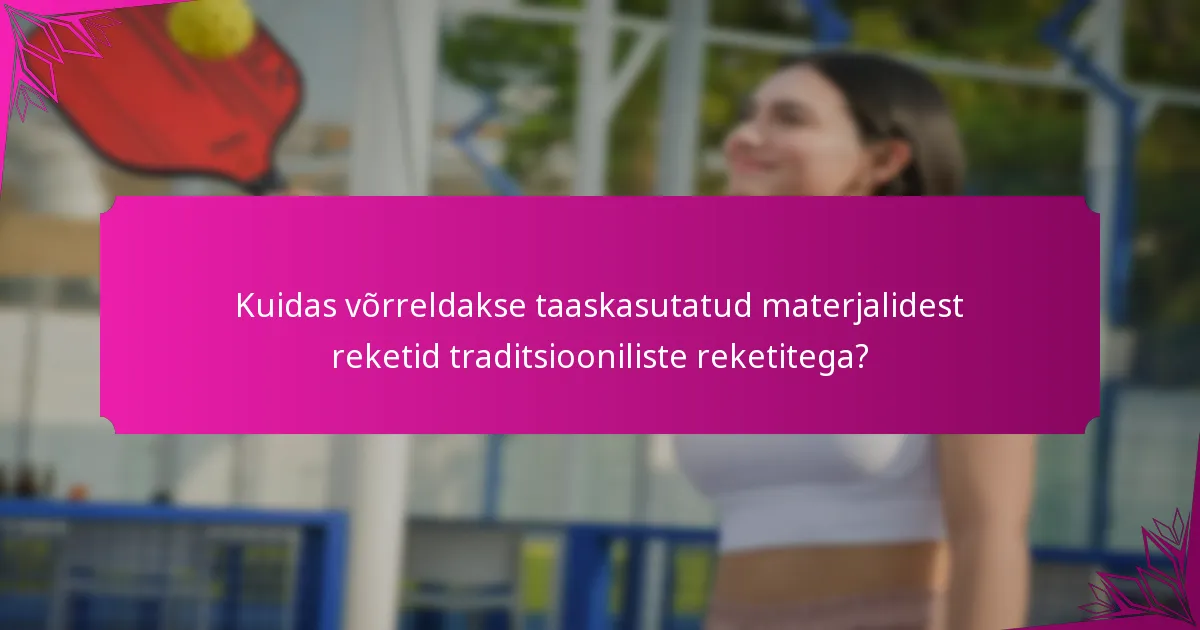Kuidas võrreldakse taaskasutatud materjalidest reketid traditsiooniliste reketitega?
