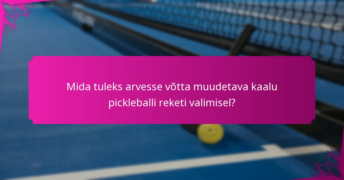 Mida tuleks arvesse võtta muudetava kaalu pickleballi reketi valimisel?