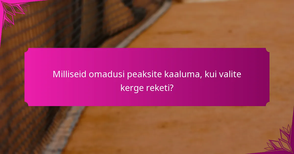 Milliseid omadusi peaksite kaaluma, kui valite kerge reketi?