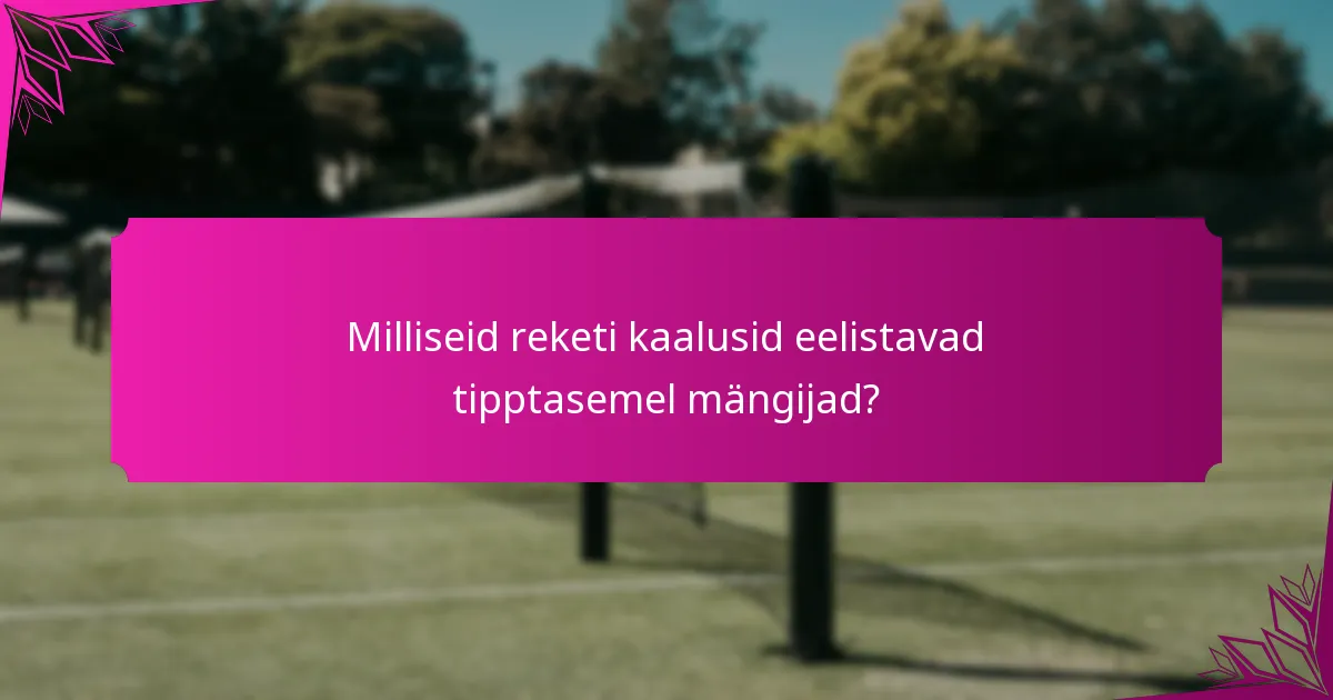 Milliseid reketi kaalusid eelistavad tipptasemel mängijad?